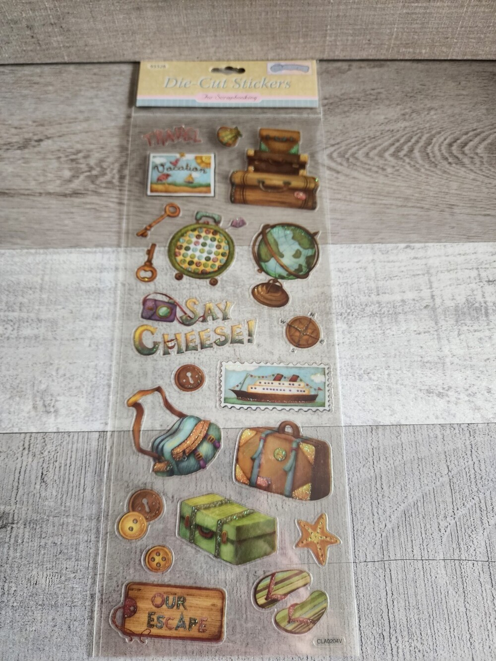 Scrapbooking Stickers Travel Vacation Glitter Die-Cut Stickers NEW #47